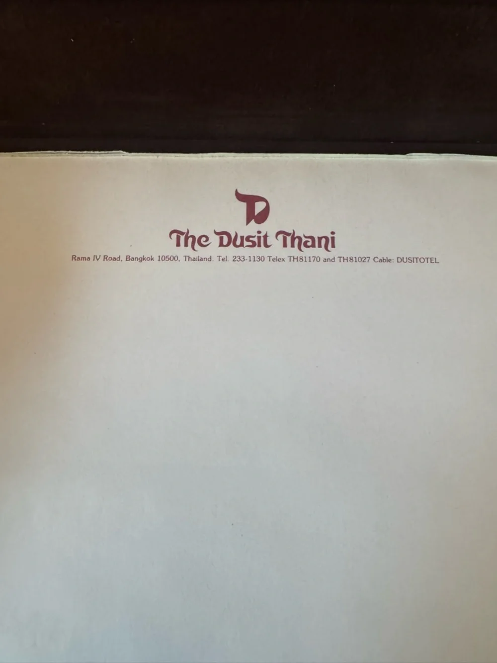 Dusit Thani Bangkok Leather Portfolio Folio‎ Vintage Hotel Stationery Folder
